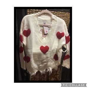 Frayed Heart Sweater